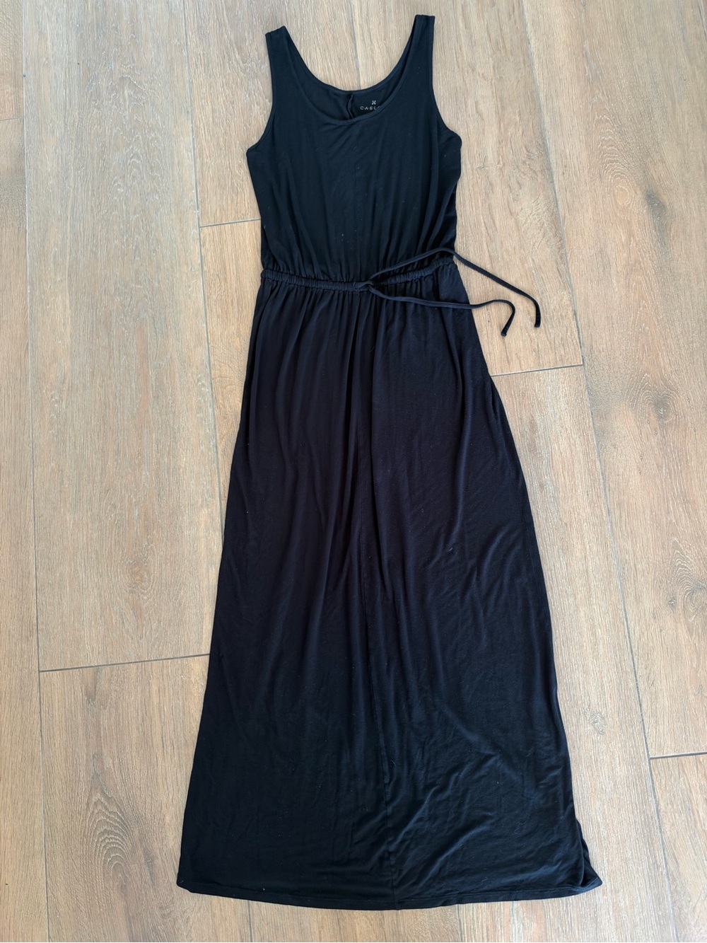 Caslon Black Sleeveless Maxi Dress with Waist Tie.